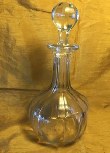 Vintage 8-seitige Platte/runde Glas 11" hoch kürbisförmige Karaffe mit Stopfen - Bild 1 von 6