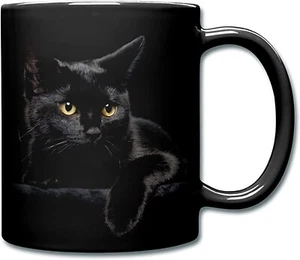 Cat Black Coffee Mug Ceramic Funny Coffee Mug Perfect Cat Lover Gift Cute Cat - Picture 1 of 1