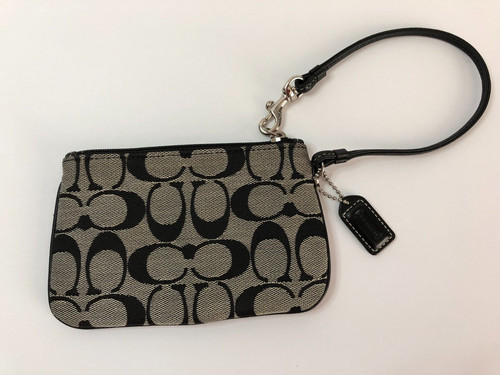 Polso firmato COACH Grigio Nero con finiture in pelle nera