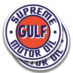 GULF SUPREME MOTOR OIL DECAL Vintage 2 Stickers Bogo Car Window Bumper Truck - Picture 1 of 1