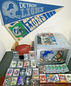Detroit Lions Signed Football Lot Proline Helmet Barry Sanders Calvin Johnson RC
