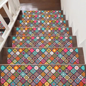 Non Slip Carpet Stair Treads for Wooden Steps Indoor, 15 Pack Bohemia Stair Runn - Picture 1 of 8