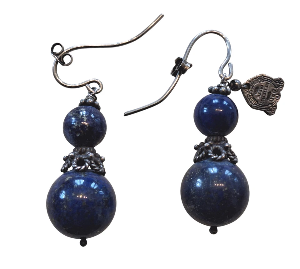 Mario Buccellati Vintage Pendientes Colgante Plata Esterlina 925 Azul Lapislázuli Foto 1 de 4