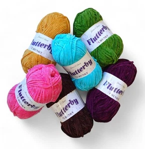 James C Brett FLUTTERBY Soft Chenille Plush Chunky Knitting Crochet Yarn 100g - Picture 1 of 114