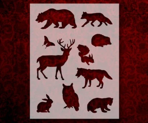 Wilde Tiere Bär Eule Fuchs 8,5" x 11" Schablone SCHNELLER KOSTENLOSER VERSAND (609) - Bild 1 von 1
