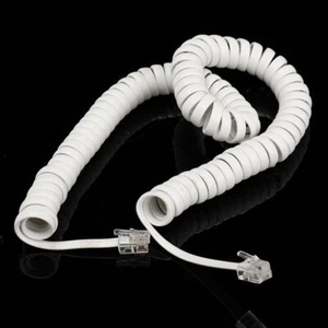 2M, Coiled Telephone Handset Cable RJ10 Phone LeadExtension Curly Spring-Cord, - Picture 1 of 12