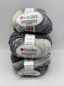 3 GEDIFRA Fashion Trend Yarn #4616 Gray Variegated Made in Italy 50g 90m Wool - Picture 1 of 11