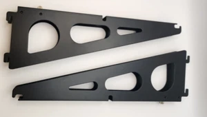 4 -Staffe per mensole in metallo nero, doppio binario -12" lunghe -4" alte - larghe 3/4" - Foto 1 di 4