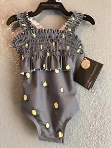 Gerber Modern Moments Ruffle One Piece Swim Suit 3-6 Months Blue Lemons Beach - Picture 1 of 6