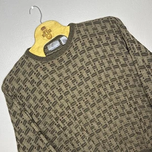 VINTAGE Farah Sweater Size Large 3D Textured Geometric Grandpa Ugly 90s Mens - Picture 1 of 7