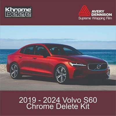 Chrome Delete Vinyl Wrap fitting the 2019-2024 Volvo S60 (Glossy Black) - Image 1 of 4