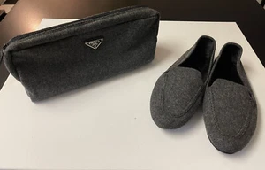Prada Women’s Slippers Gray Wool Zippered Case Italy. Size 8 - Picture 1 of 11