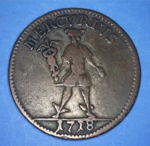 1718 MERCURIUS ONE DALER S.M. (ORNAMENTAL BORDER) SWEDEN KARL XII - *75986963 ๐ - Picture 1 of 2