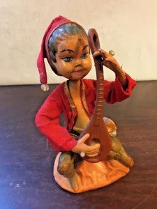 Vintage Tilso Pixie Elf Plays Instrument (Mandolin?), Plastic w Clothes - Picture 1 of 8
