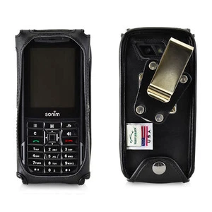 Sonim XP5s Dopasowane etui na telefon Czarna skóra Metalowy klips Turtleback - Zdjęcie 1 z 12