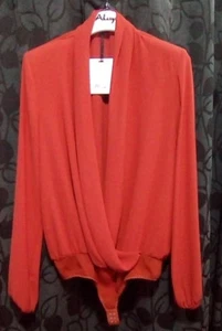 CAMICIA BODY SCIALLATA ALISYA COLORE TEGOLA E NERO TG /M/L - Foto 1 di 4