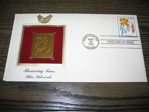 Blue Paloverde 1998 Flowering Trees Gold Golden replica FDC Stamp Cover - Picture 1 of 3
