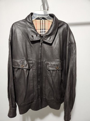 Burberry giacca di pelle vintage marrone L XL