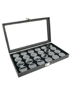 Novel Box Large Jewelry Display Case 14.75x8.25x2.1 + Large Size 24 Gems Jars... - Bild 1 von 7