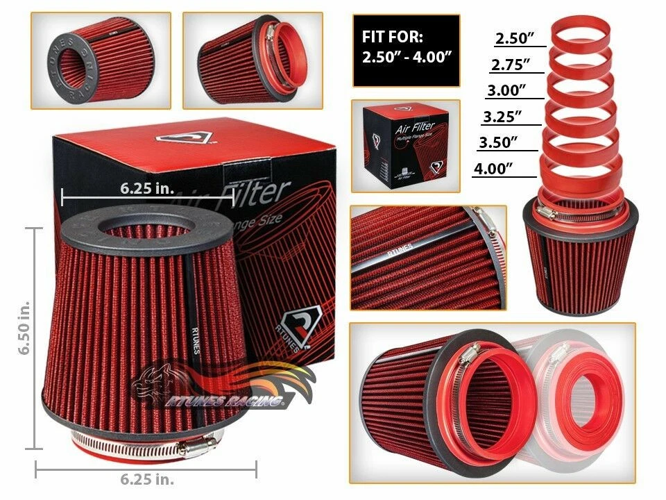 Cold Air Intake Filter Universal Round RED For Reach/Rodeo/Trooper/VehiCROSS - Image 1 of 1