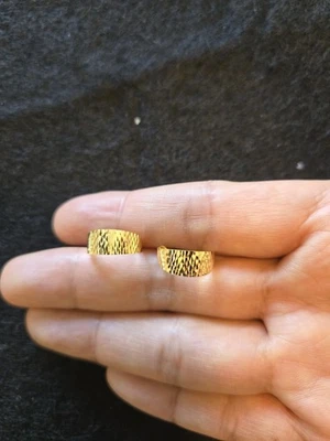 Изящный твердого 18k желтое золото бриллиант зажим маленький серьги-кольца - Изображение 1 из 2