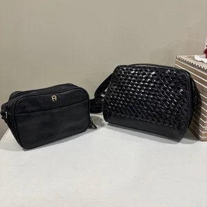 (2) Vintage Etienne Aigner schwarz geflochten weiches Leder Handtasche Umhängetasche & Mini Tasche - Bild 1 von 24