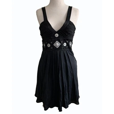 Marciano коктейльное мини-платье черный без рукавов Sweetheart 100% шелк шеи размер S - Изображение 1 из 4