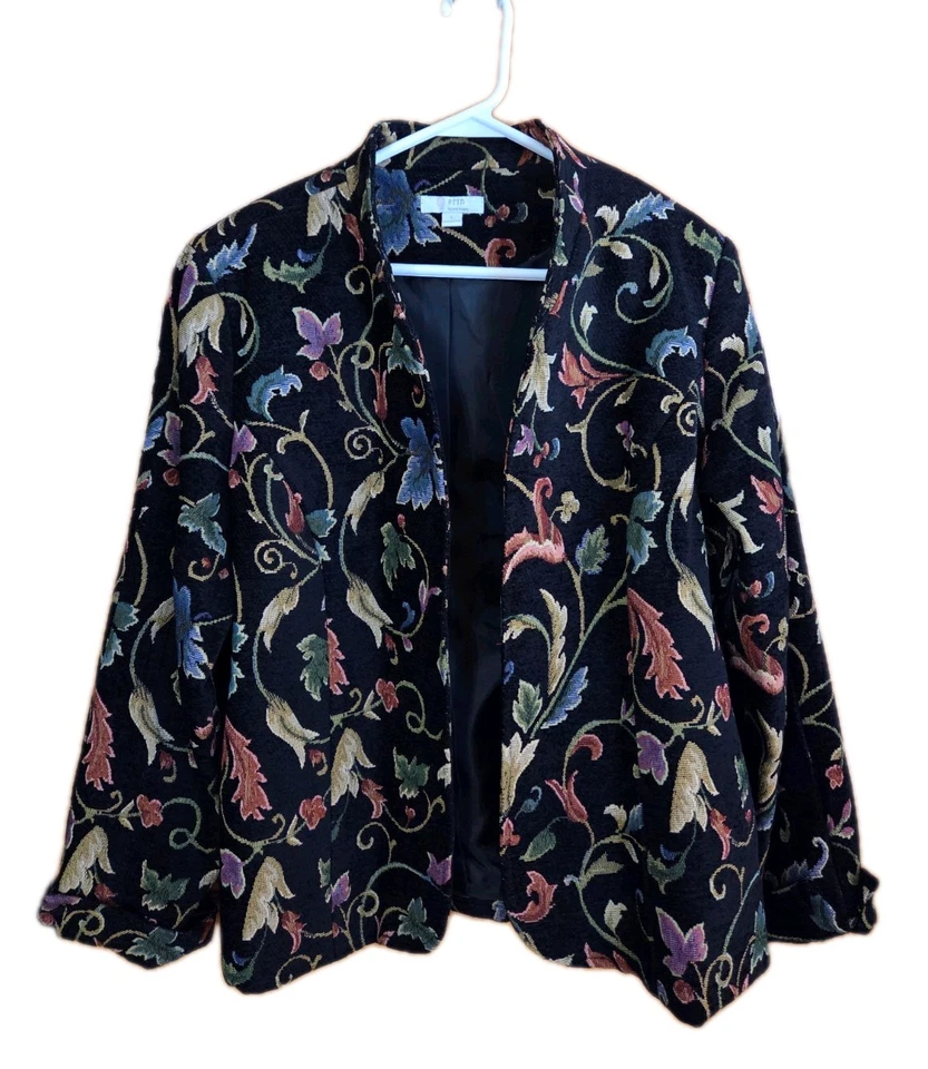 Blazer tapiz para mujer Erin London XL Cottagecore chaqueta artística colorida floral Foto 1 de 4