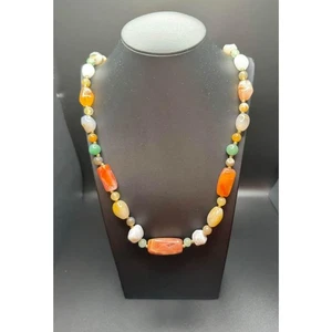 Vintage Agate Semi Precious Stone Necklace - Picture 1 of 9