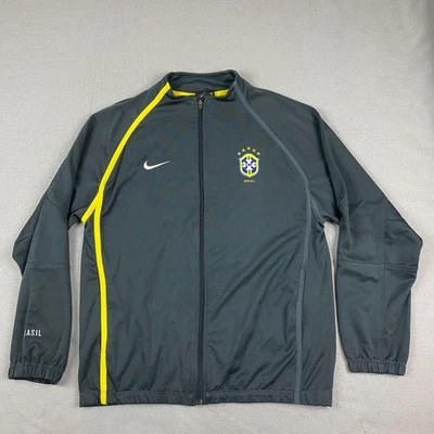 Chaqueta de fútbol vintage Nike Brasil para hombre L cremallera completa equipo de fútbol Foto 1 de 4