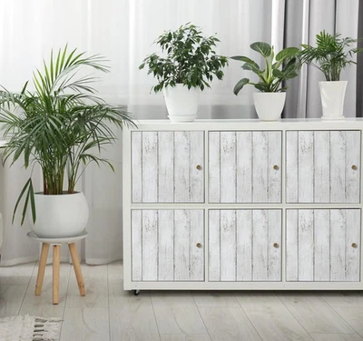 Peel Stick Wallpaper 17.7" X 118" White Gray Wood Vinyl Removable Decorative - Image 1 of 4