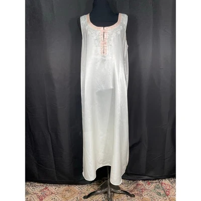 Camisón largo satinado vintage Jacklyn Smith, Studio Intimates, crema y rosa Foto 1 de 4