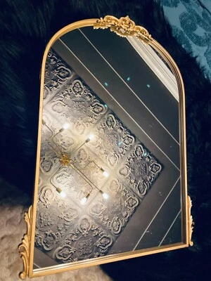 24" x 32" Vintage Gold Gleaming Primrose Portrait Mirror French Baroque Arched - Image 1 of 4