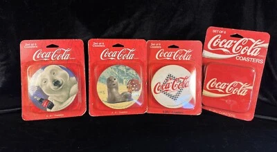 Vntg 4 Sets Coca Cola Cork Coasters 1994-97 Christmas Seal Polar Bear UNOPENED - Image 1 of 4