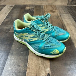 Women's Sz 9.5 The North Face Aqua Neon Green Running Sneakers - Picture 1 of 11