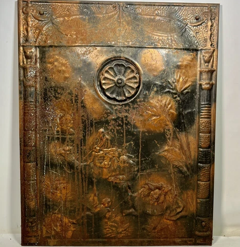Vintage Tin Egyptian Fireplace Summer Cover Cover