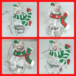 Christmas Ornament Ganz Clear Snowman Scarf Xmas Personalized Choose Name NWT - Picture 1 of 196