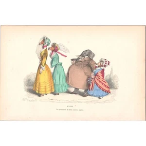 GRANDVILLE - Original Antique Mid-19th Century Hand-Colored Lithograph - LXVIII - Picture 1 of 1