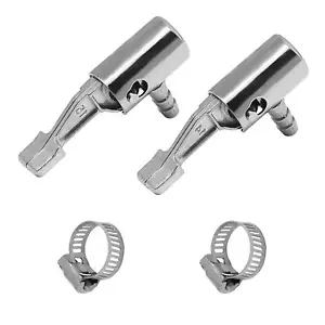 2 Pack 1/4In Lock On Metal Air Chuck Tire Inflator Chuck Hose End w/ Hose Clamp - Picture 1 of 7