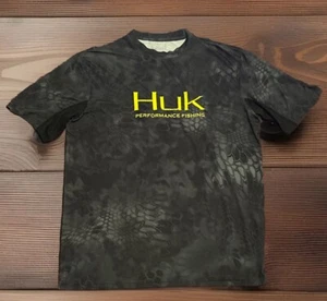 Camicia Huk Uomo M Nera Typhon Kryptek Performance Manica Corta Girocollo Pesca - Foto 1 di 7