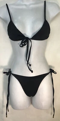 Monday Bademode Bikini schwarz Palmer geripptes Unterteil Big Top schwarz Größe S neu mit Etikett - Bild 1 von 4