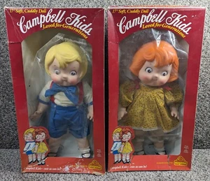 1984 Campbell Kids 17" Dolls Girl & Boy Pair by Eugene Doll Co Soft Body VTG - Picture 1 of 20