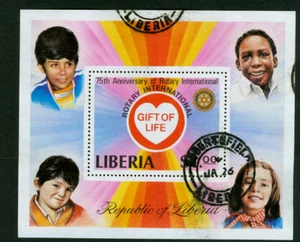 Liberia 1979 Rotary Gift of Life souvenir sheet, rare w. postmark, used #866 - Picture 1 of 1