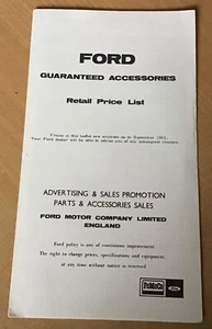 FORD CAR ACCESSORIES PRICE LIST September 1963 - Picture 1 of 4