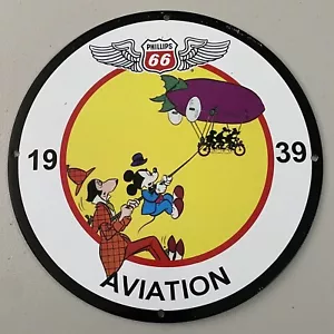 VINTAGE PHILLIPS 66 PORCELAIN GAS STATION OIL AVIATION PETROLEUM MOTOR PUMP SIGN - Picture 1 of 12