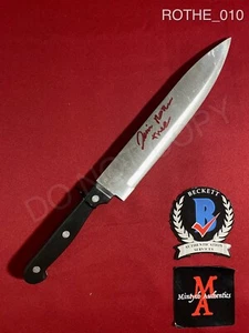 Cuchillo Jessica Rothe autografiado firmado acero real 8" Happy Death Day Beckett certificado de autenticidad - Imagen 1 de 5