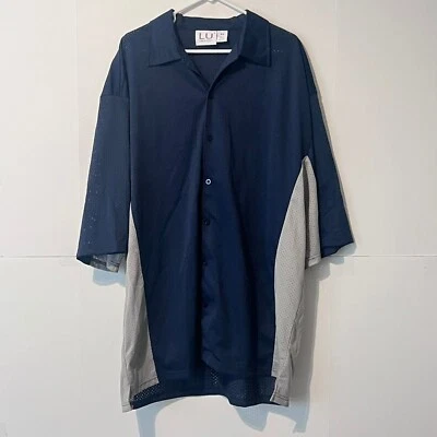Linea Uomo Mens Baseball Jersey Shirt Size 4XL Blue Grey Mesh Short Sleeve - Image 1 of 4