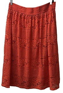 Metrowear Rock Größe 1X Damen rot orange Spitze gefüttert Blumen Boho Baumwollmischung - Bild 1 von 10