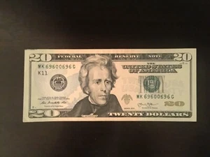 True Radar Flipper Fancy Serial Number $20 Dollar Bill Banknote Unique Trinary - Picture 1 of 10