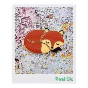 Adorable Sleeping Fox Enamel Lapel Pin Real Sic Forest Novelty Fashion New - Picture 1 of 5